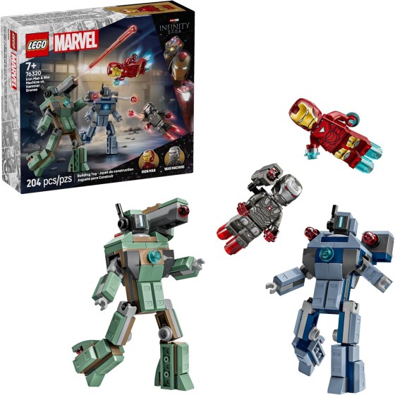LEGO Marvel Iron Man & War Machine vs. Hammer Drones Building Toy